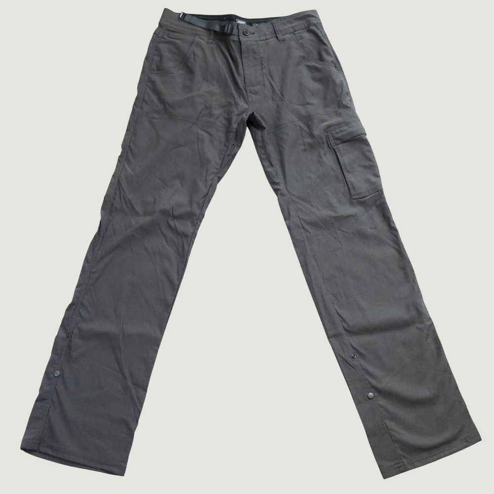 Prana Zion Cargo Pants Mens 30x34 Grey Roll Up Belted Nylon Stretch Hiking